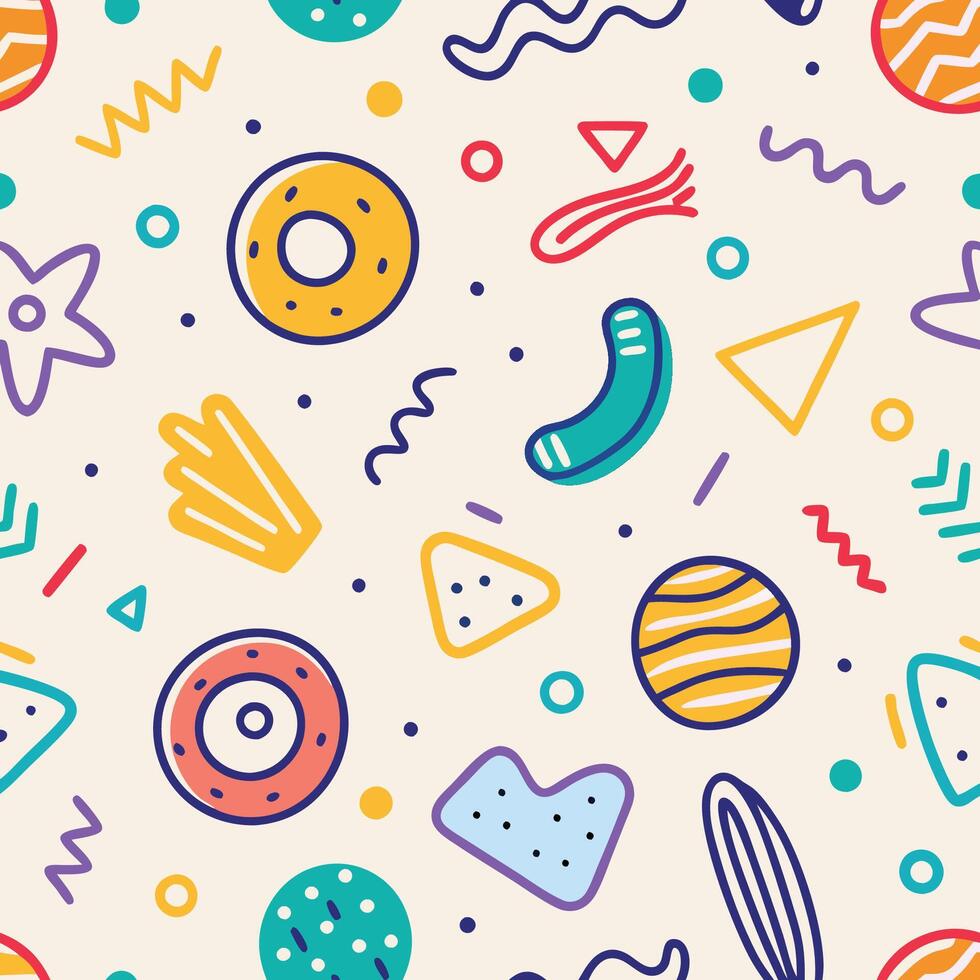 Abstract colorful shapes seamless pattern background. vector