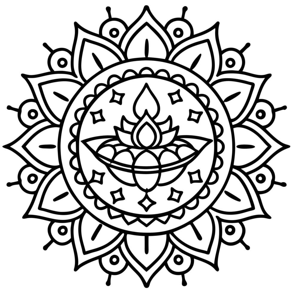 a coloring page with a mandala design vector