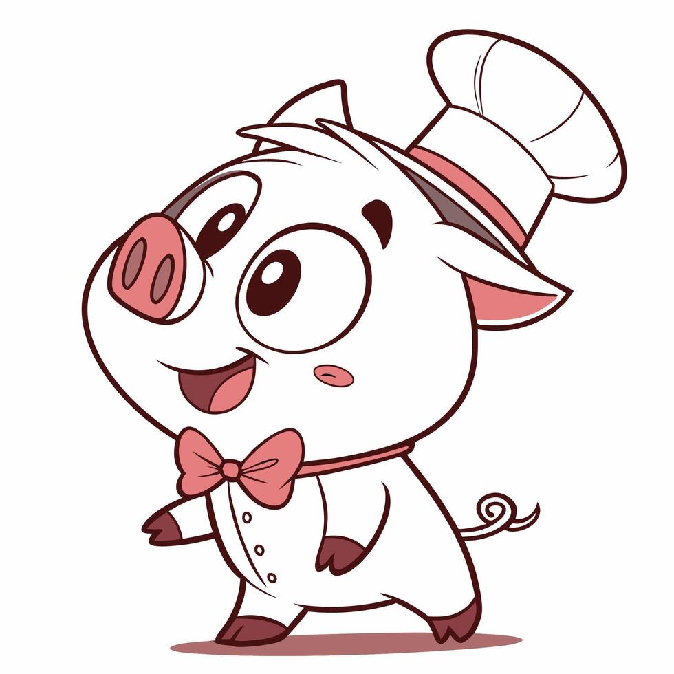 a cartoon pig wearing a chef hat vector