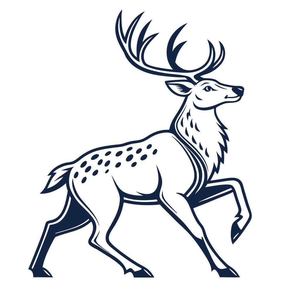 a deer with antlers is standing on its hind legs vector