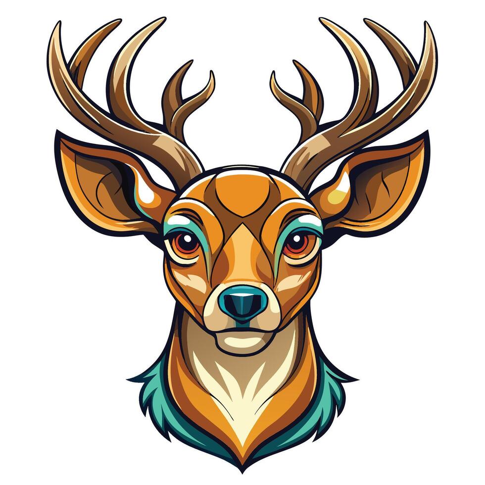 a deer head with horns and antlers background vector