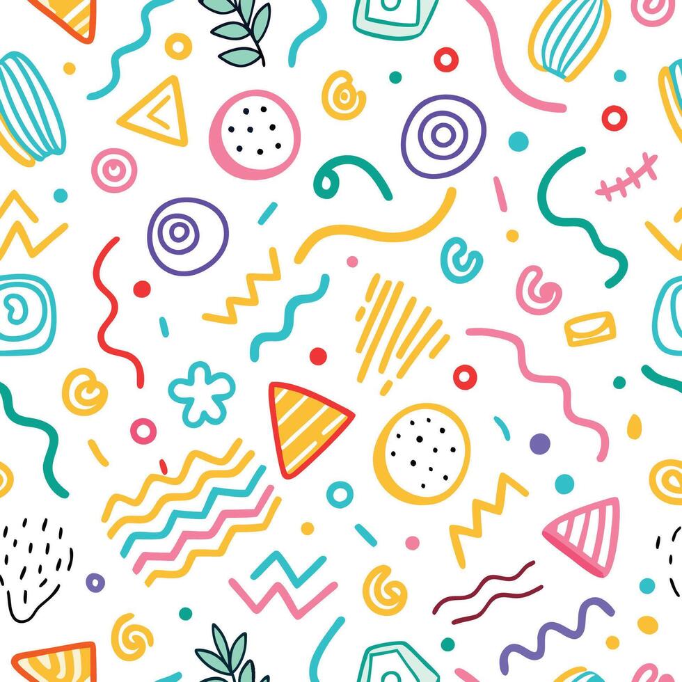 seamless pattern colorful geometric shapes and shapes vector