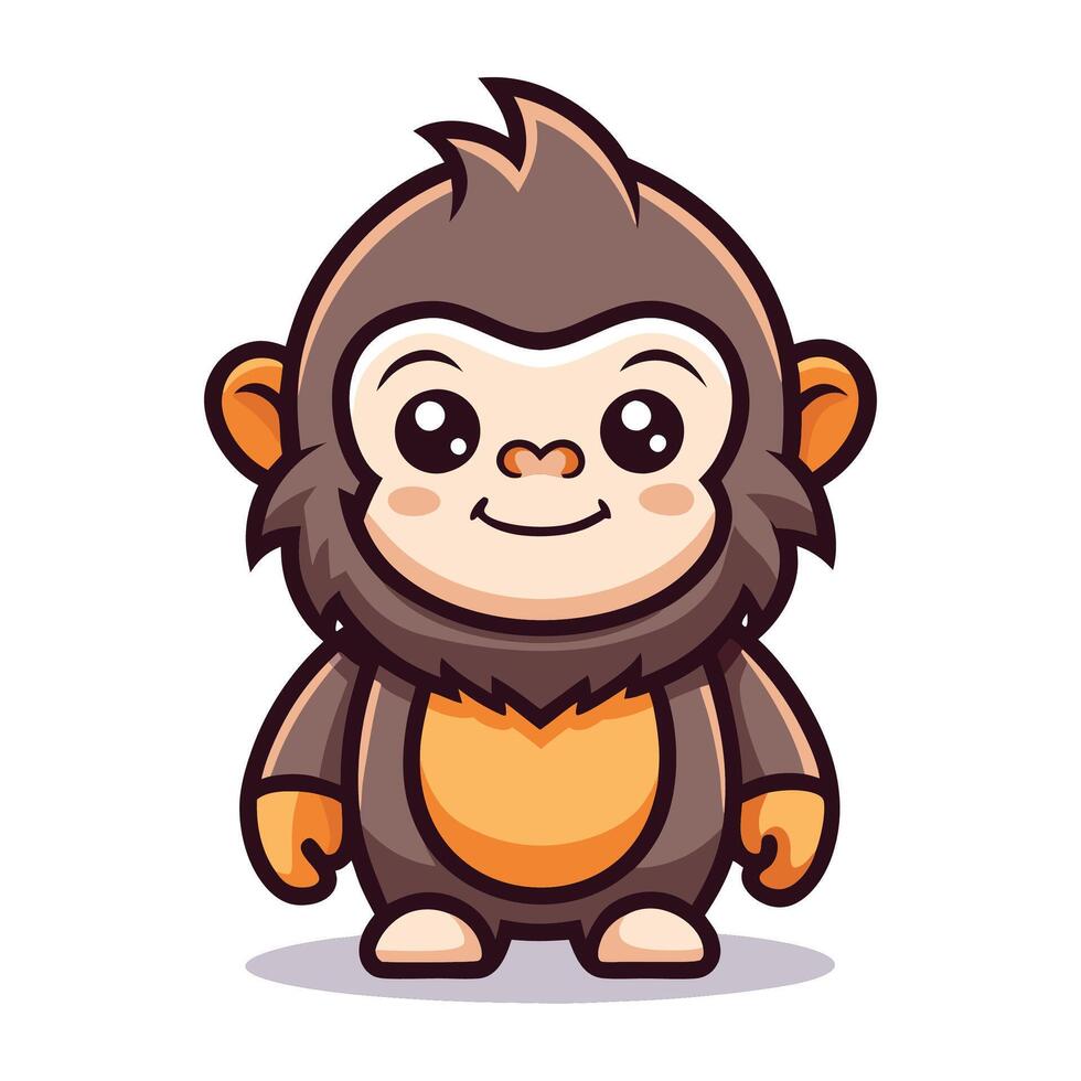monkey cartoon character illustration Cheerful and unique illustrations with cute characters and bright purple colors. vector