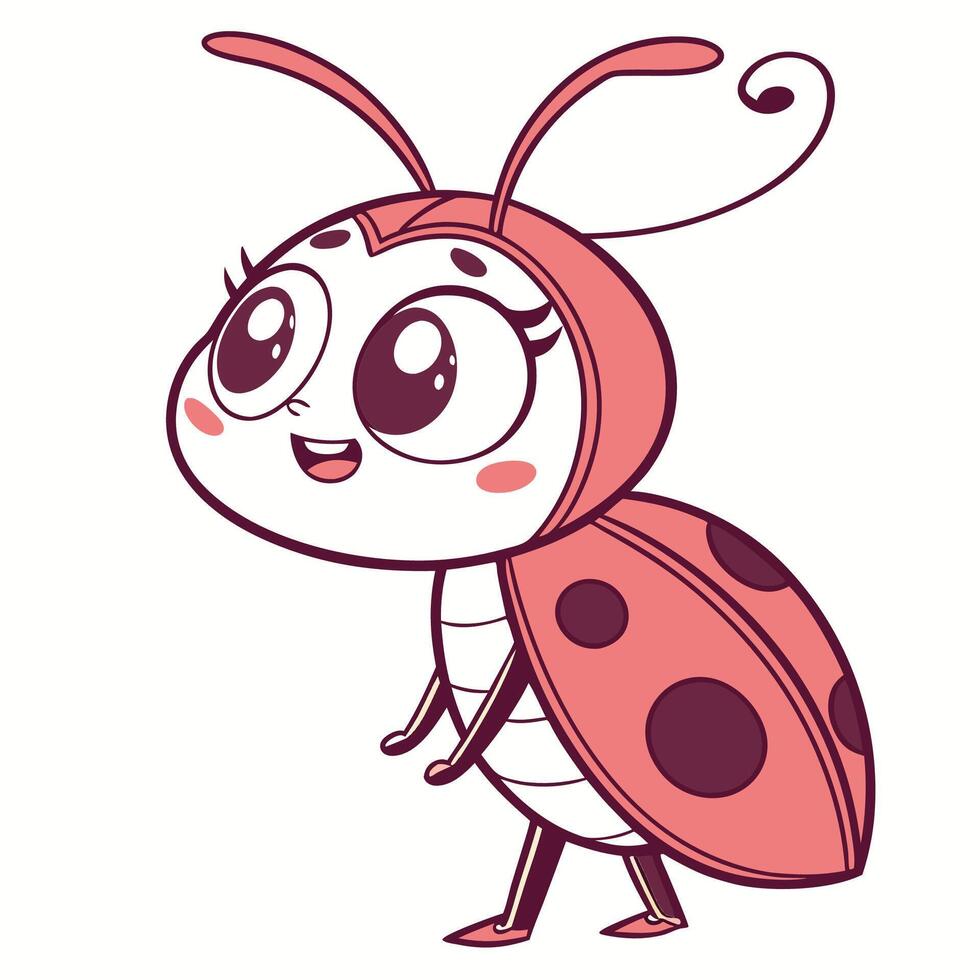 a cartoon ladybug with a big smile vector