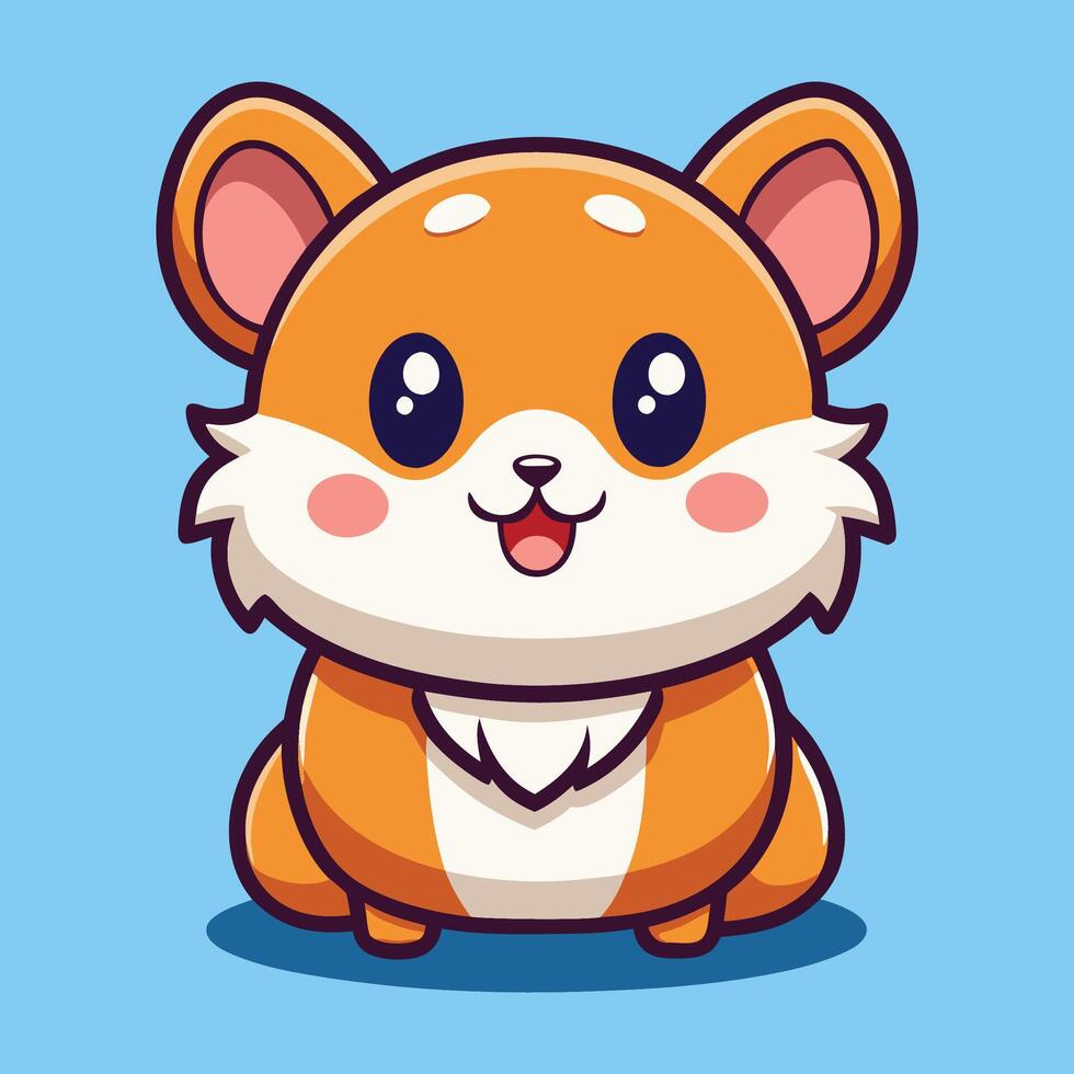 Cute cartoon hamster sitting. vector