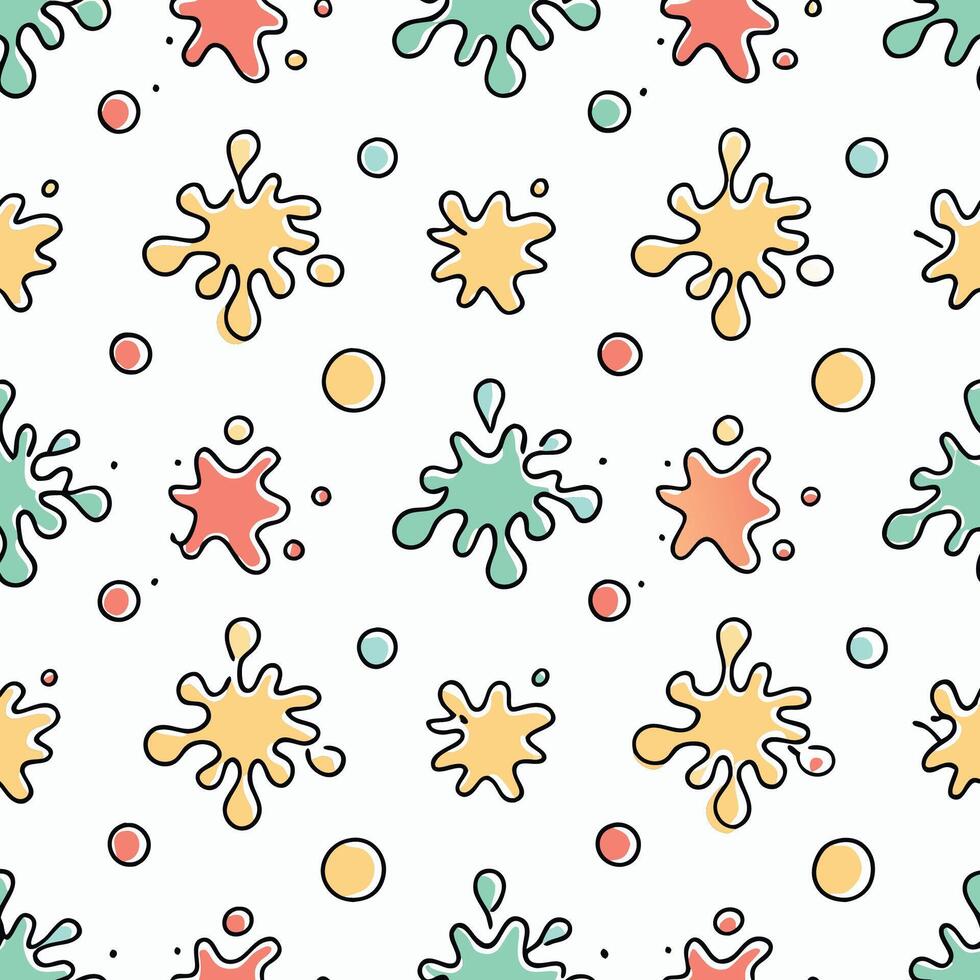 Abstract seamless pattern with colorful paint splatters and circles. vector