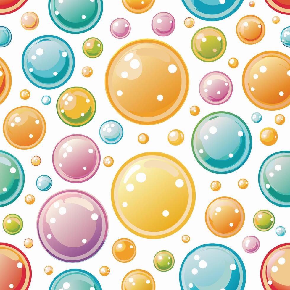 bubbles seamless pattern Cheerful and illustrations with cute characters and bright purple colors. vector