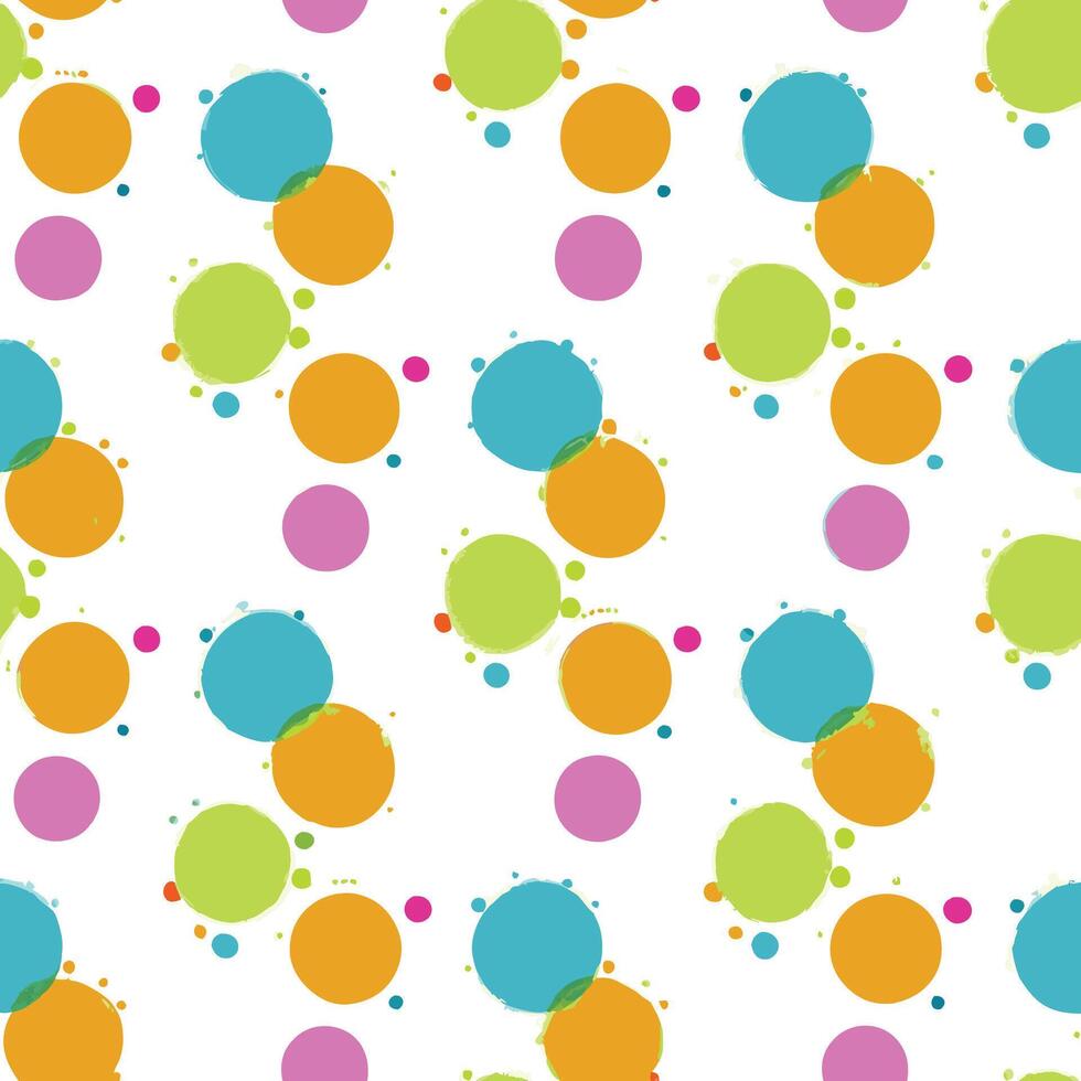 Colorful abstract seamless pattern with overlapping circles in teal, orange, green, and pink. vector