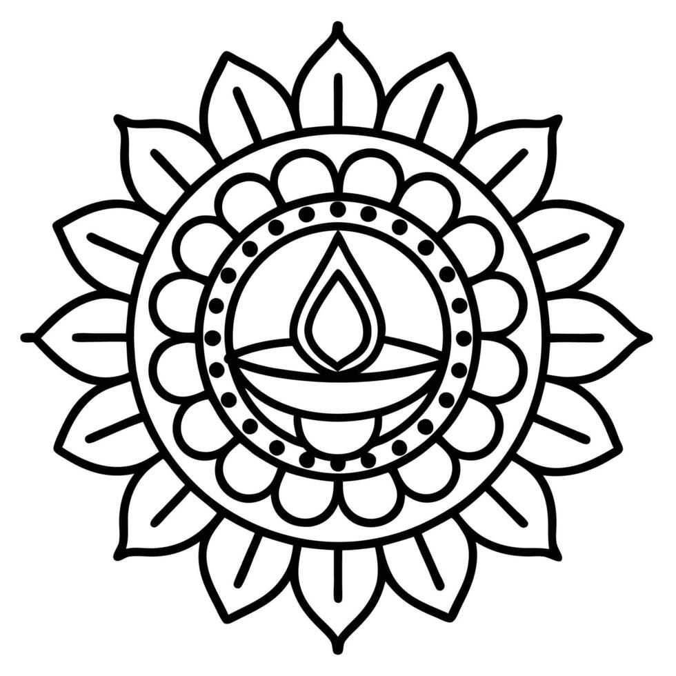 a black and white drawing of flower with a candle in it vector