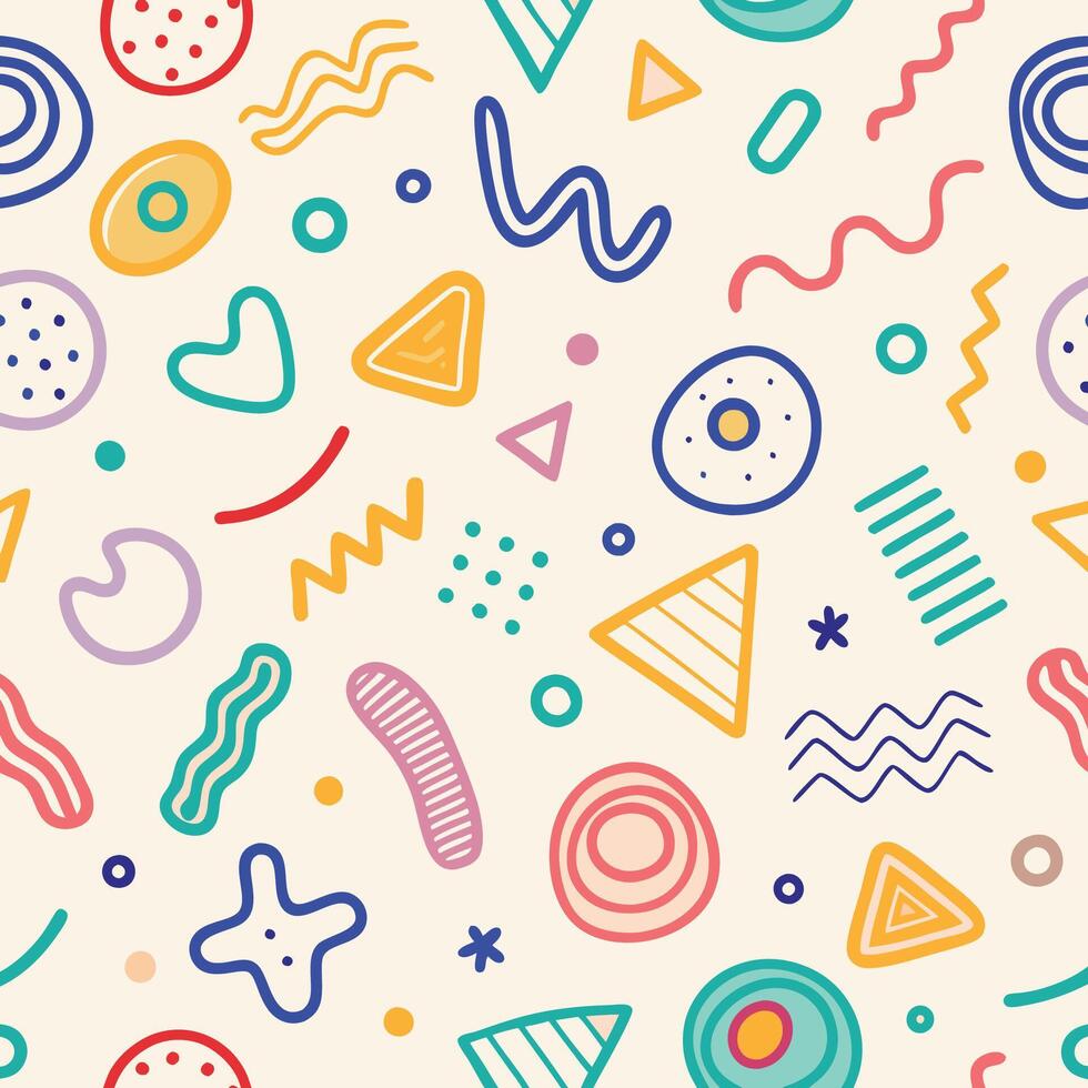 Abstract colorful shapes seamless pattern. vector