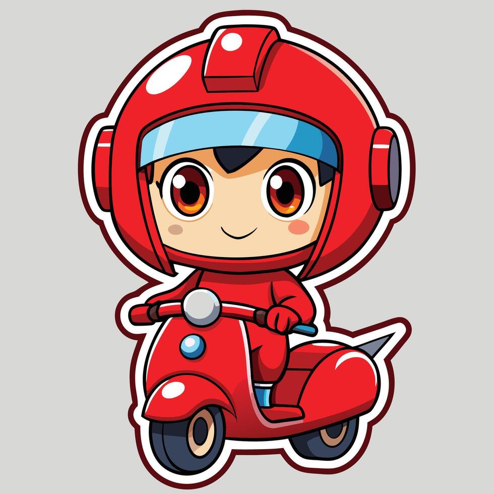 a cartoon character riding a red scooter vector