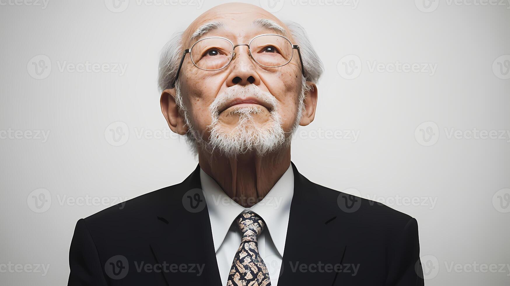 Senior businessman looking up wearing suit and tie photo