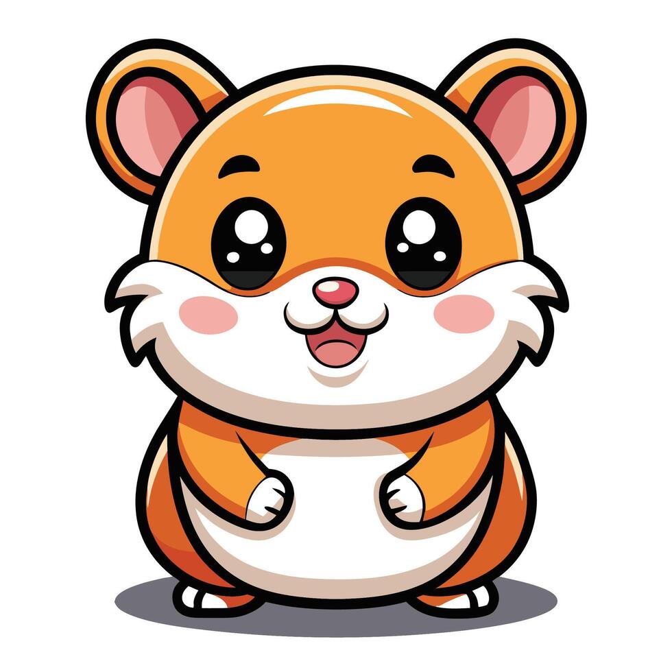 cartoon hamster sitting on its hind legs Cheerful and unique illustrations with cute characters and bright purple colors. vector
