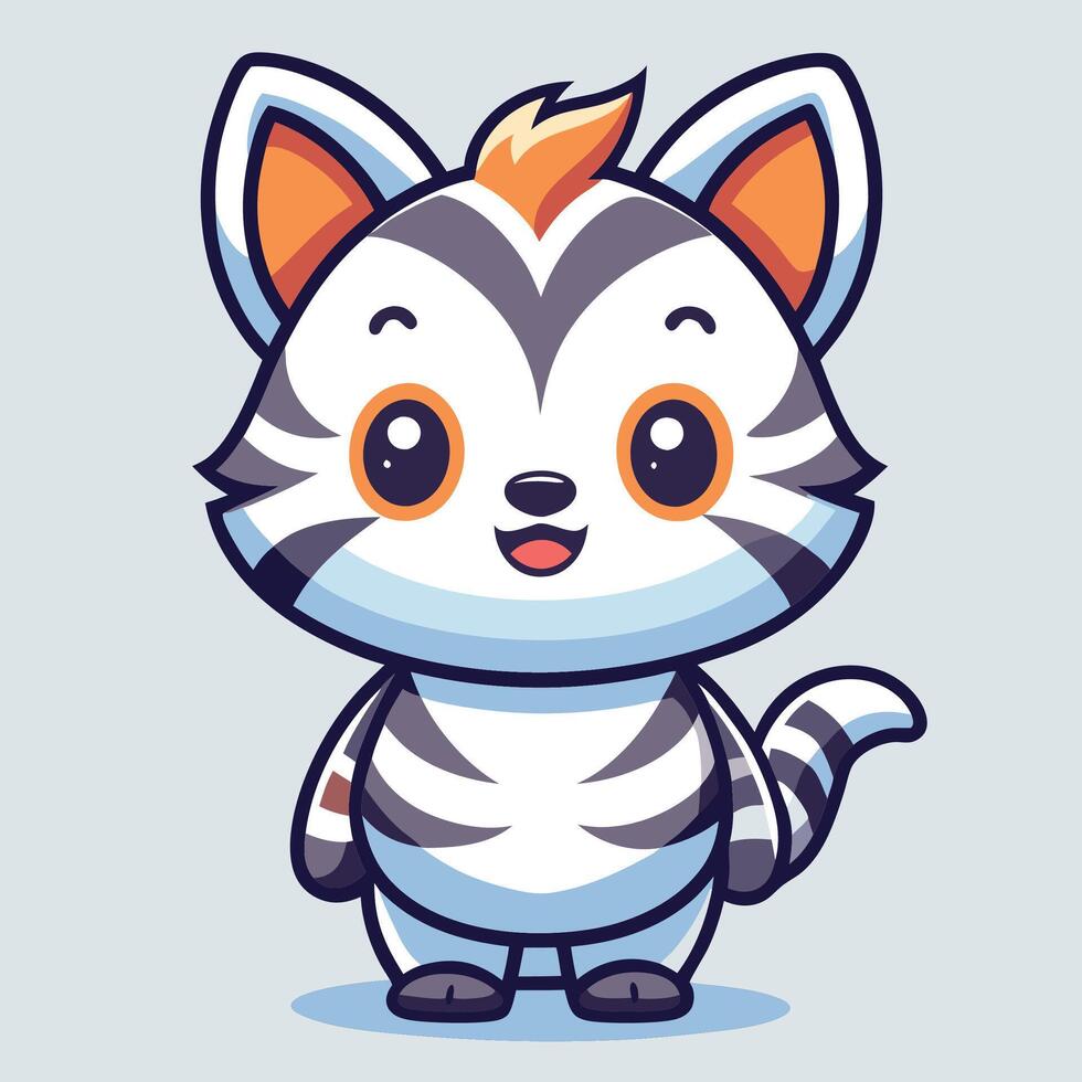 Cute cartoon zebra cat illustration. vector