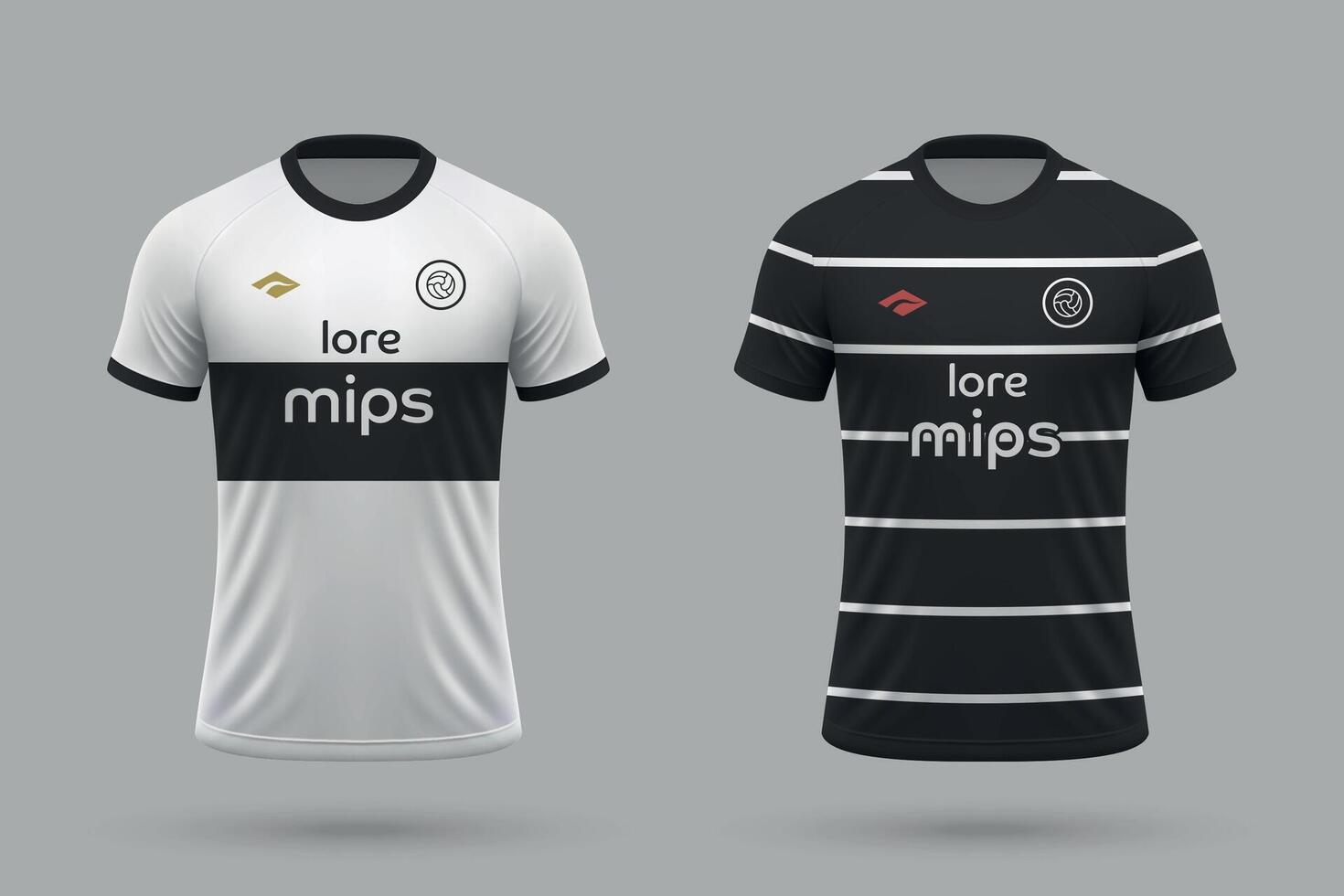3d realistic soccer home and away jersey in Club Olimpia style, football kit template vector