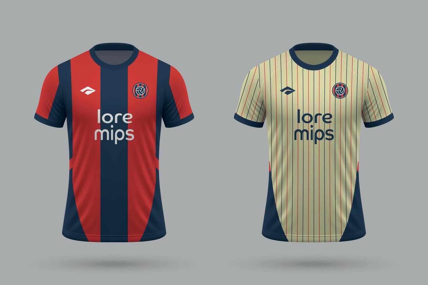3d realistic soccer home and away jersey in Cerro Porteno style, football kit template vector