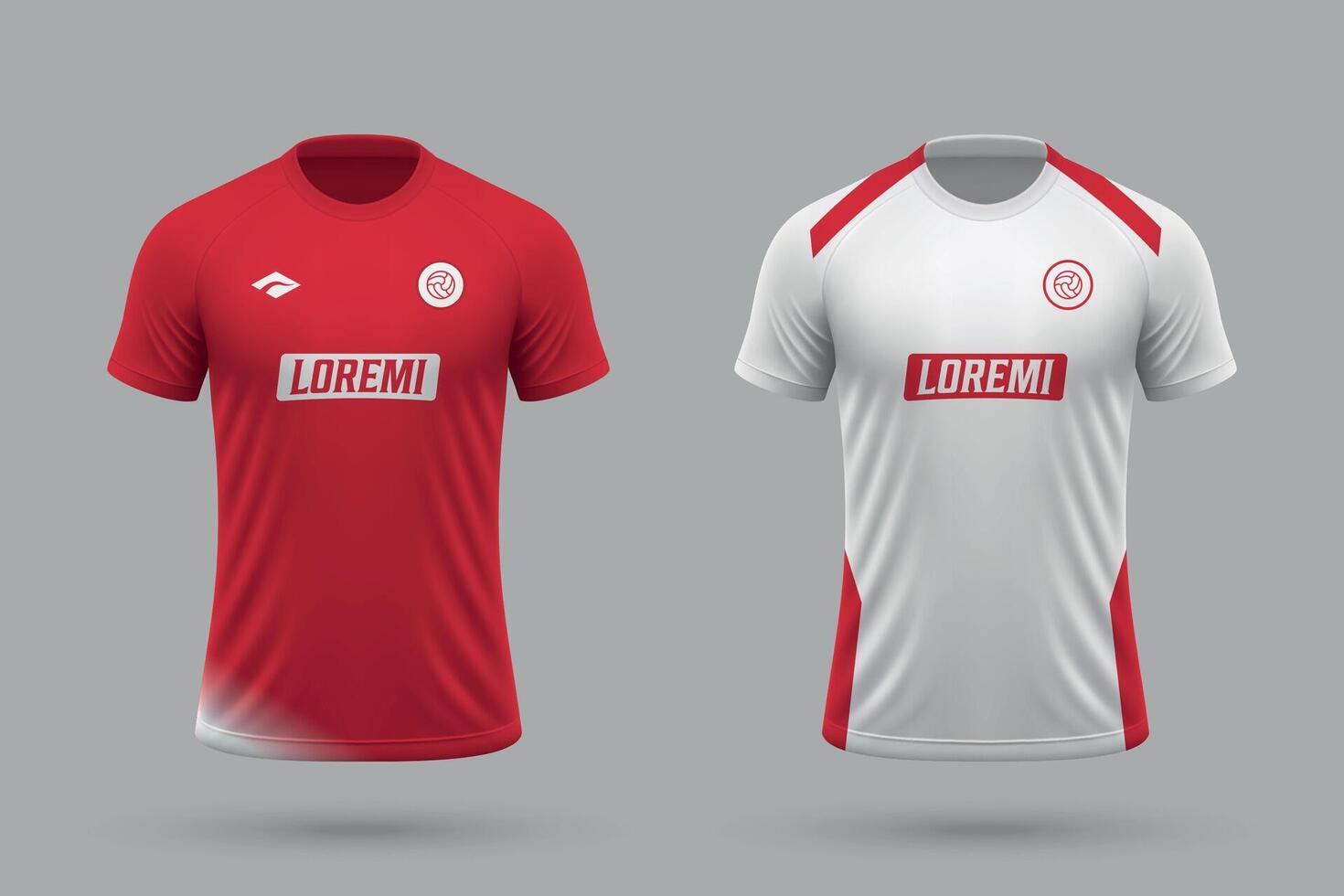 3d realistic soccer home and away jersey in America de Cali style, football kit template vector