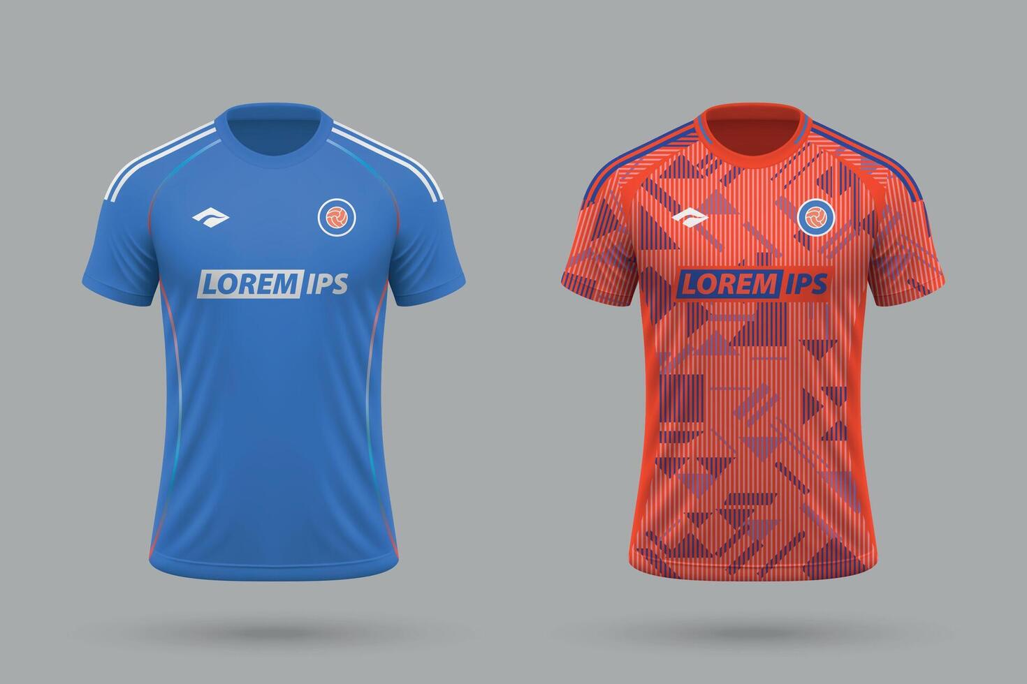3d realistic soccer home and away jersey in Universidad de Chile style, football kit template vector