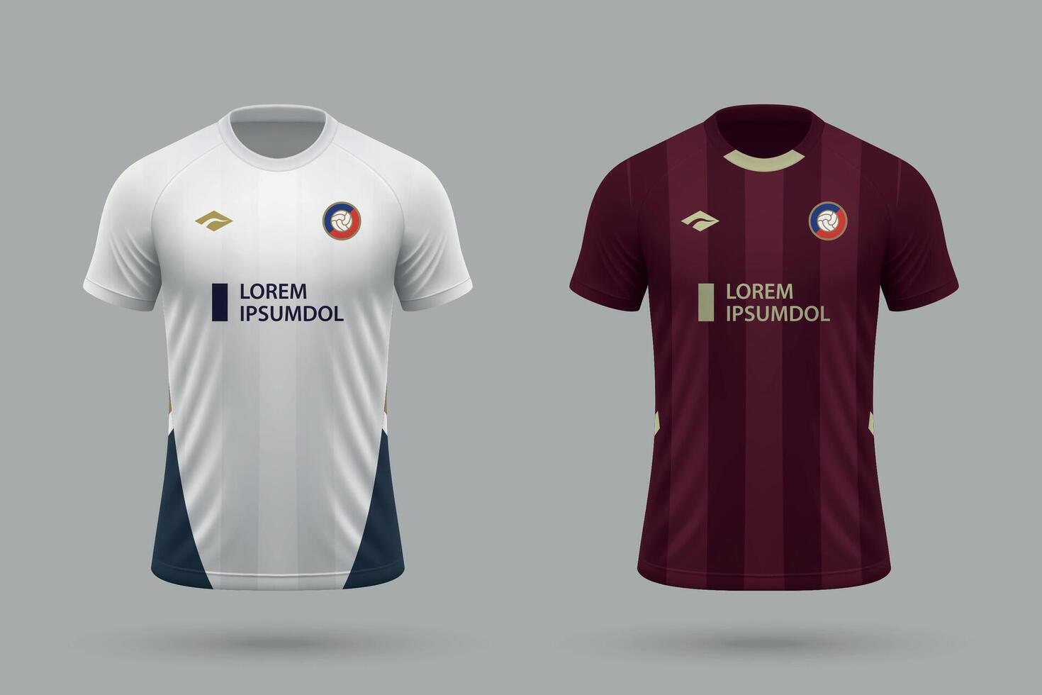 3d realistic soccer home and away jersey in LDU Quito style, football kit template vector