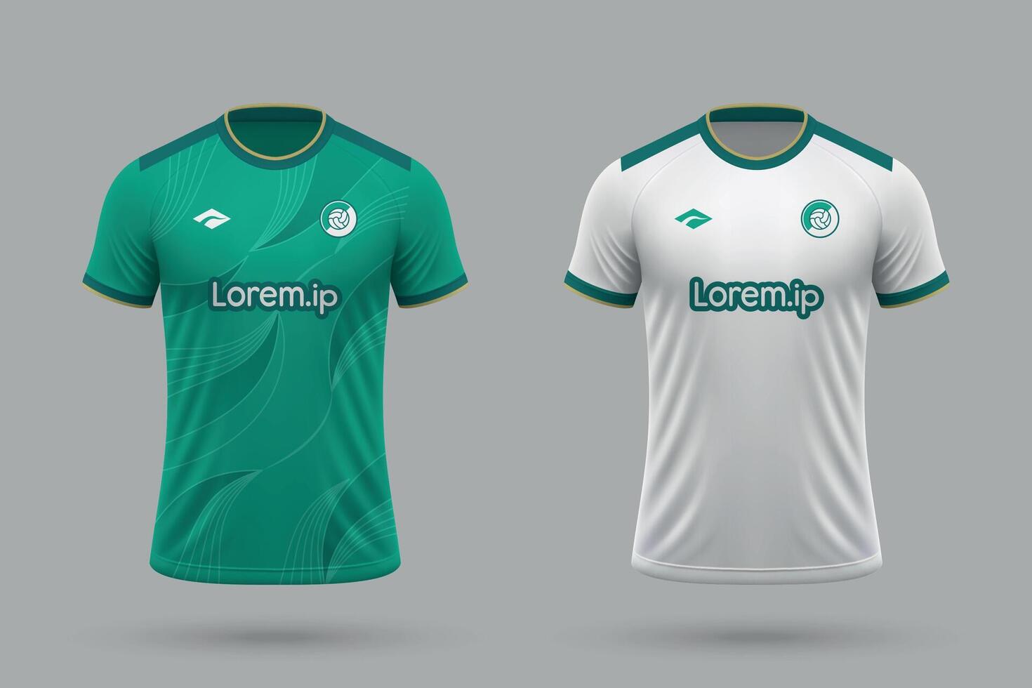 3d realistic soccer home and away jersey in Deportivo Cali style, football kit template vector