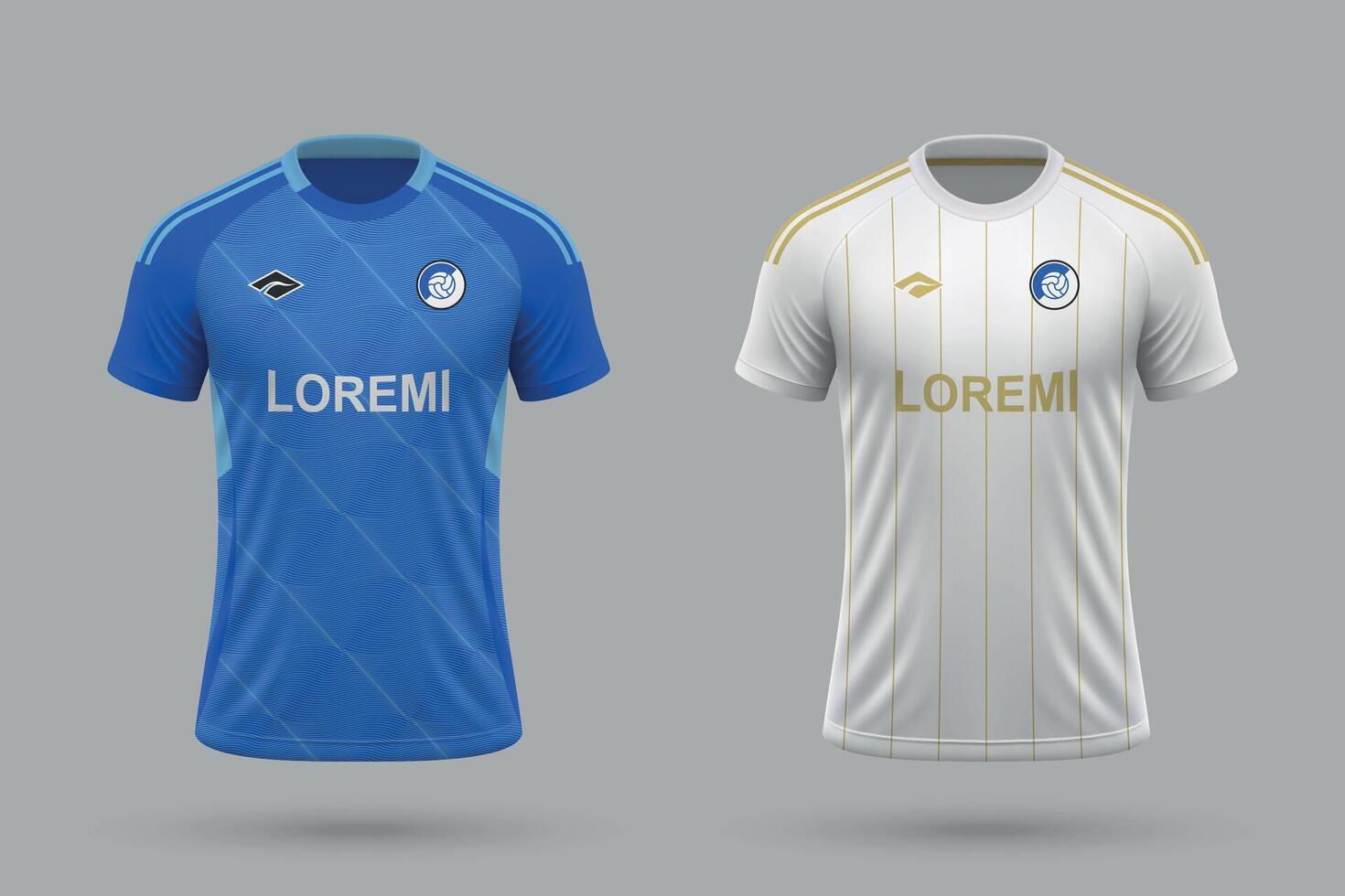 3d realistic soccer home and away jersey in Millonarios style, football kit template vector