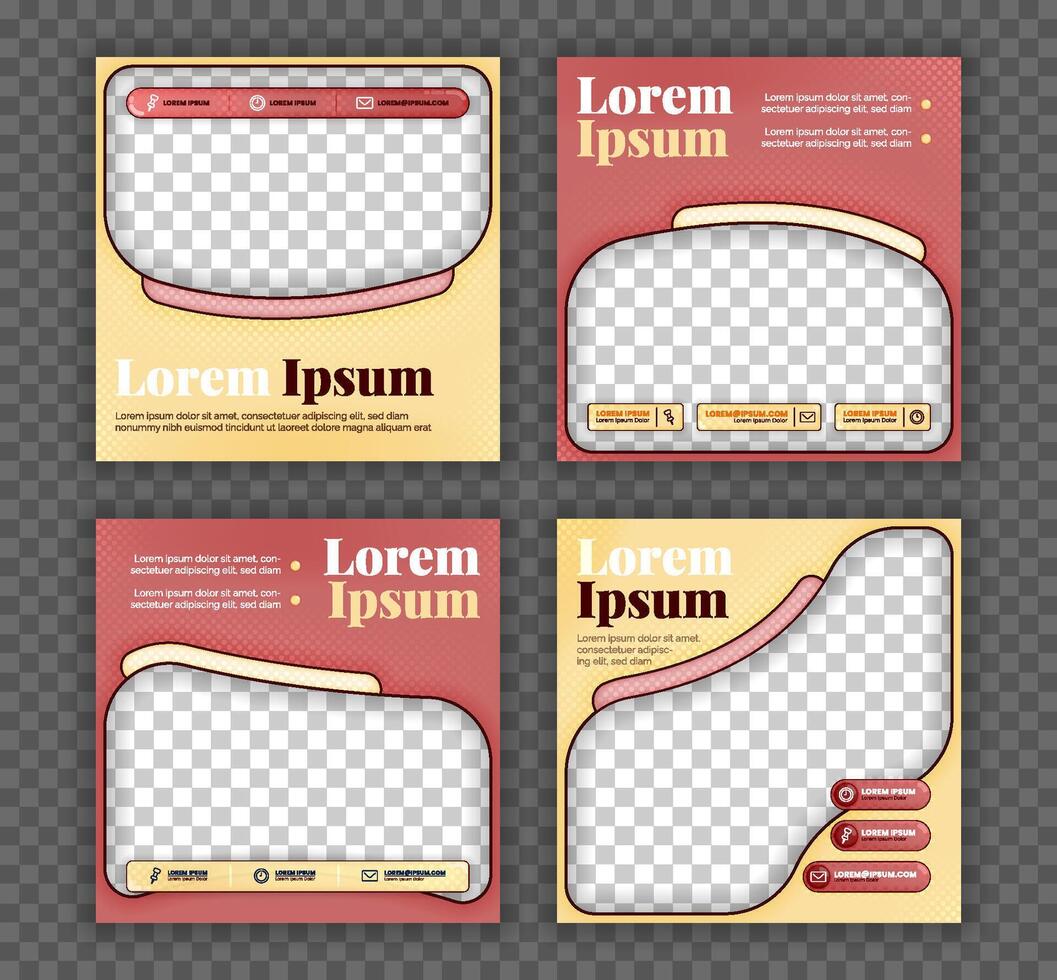 Vintage Line Art Social Media Template for Children Toy Stores with Retro Style and Editable Text vector