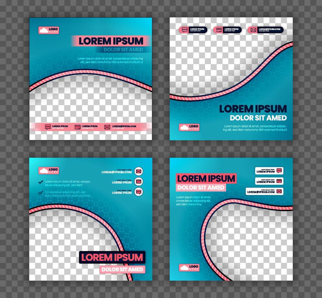 Christmas Social Media Template with Pink Rope and Green Gradient for Holiday Sales and Promotions vector