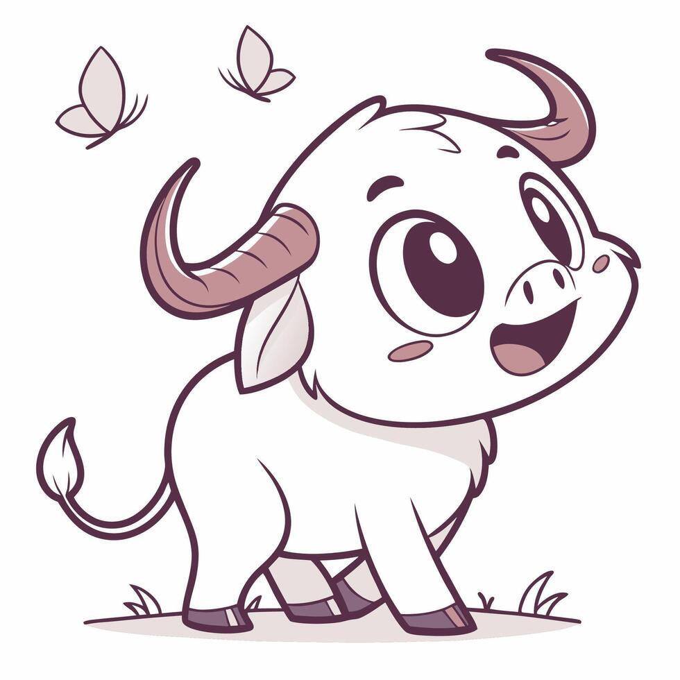 cartoon cute buffalo illustration vector