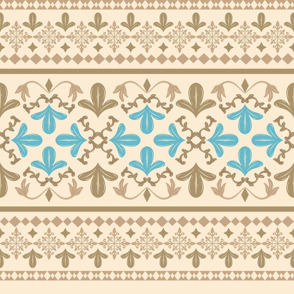 Luxury Desert Inspire Beautiful Gold Silk Weaves Embroidery Scroll Ornament Elaborate Pattern on Sand Beige Background. Elegance Traditional Arabian and Baroque Opulence Design Seamless Border Lace vector