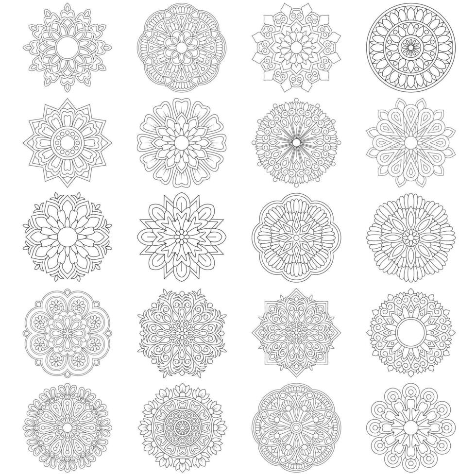 20 Mandala Floral pattern design set Mandalas coloring book pages, File vector