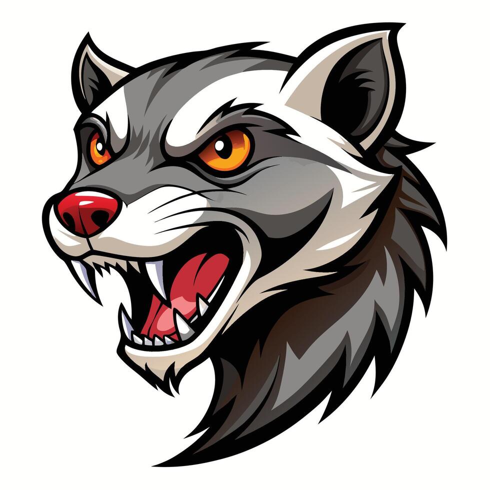 an angry badger mascot head with open mouth vector
