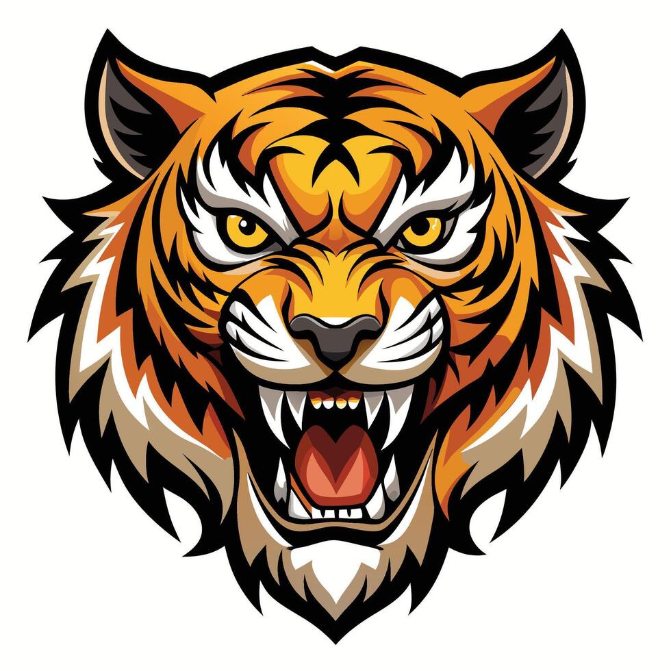 the head of a tiger is shown in this illustration white background vector