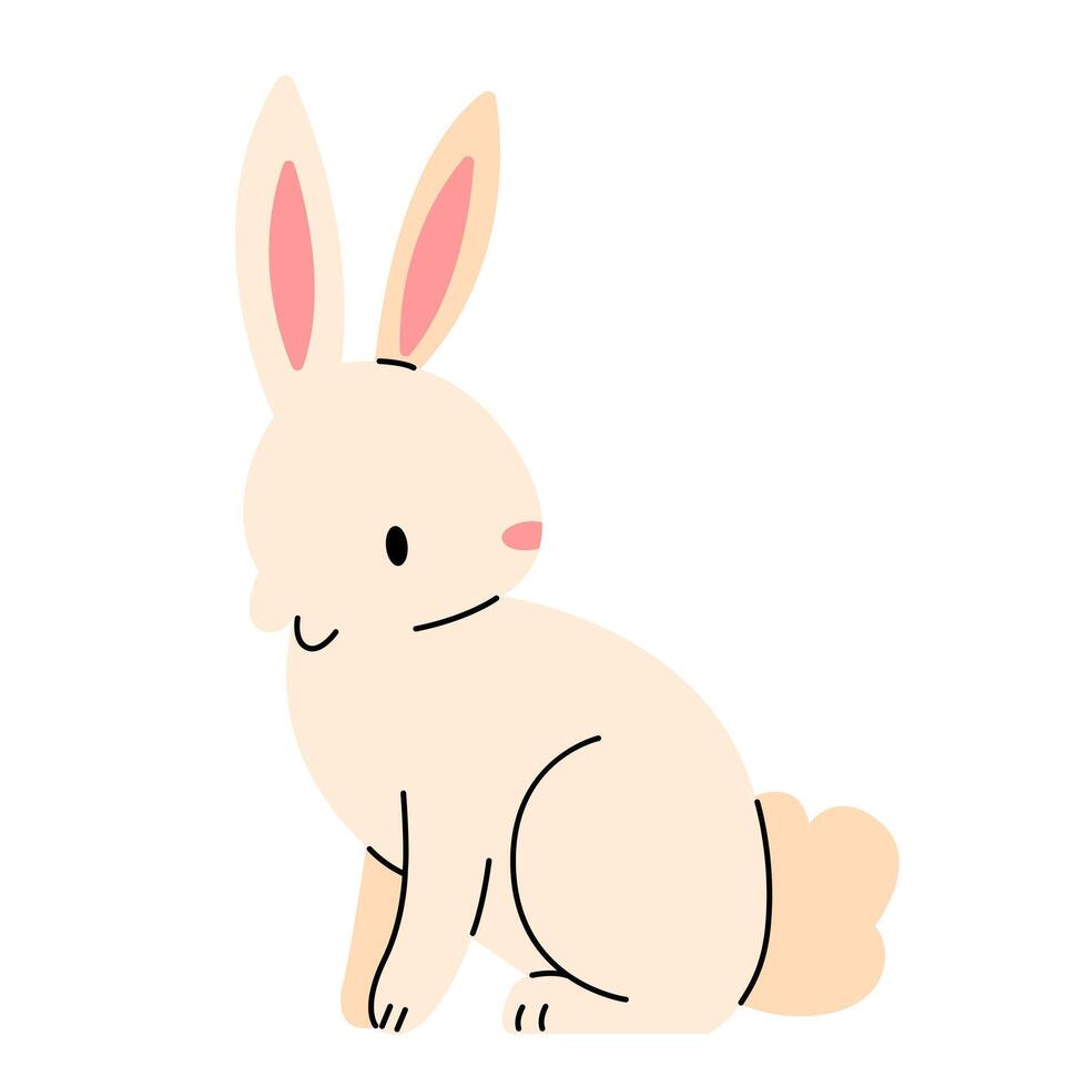 Cute sitting bunny isolated on background. flat illustration. vector