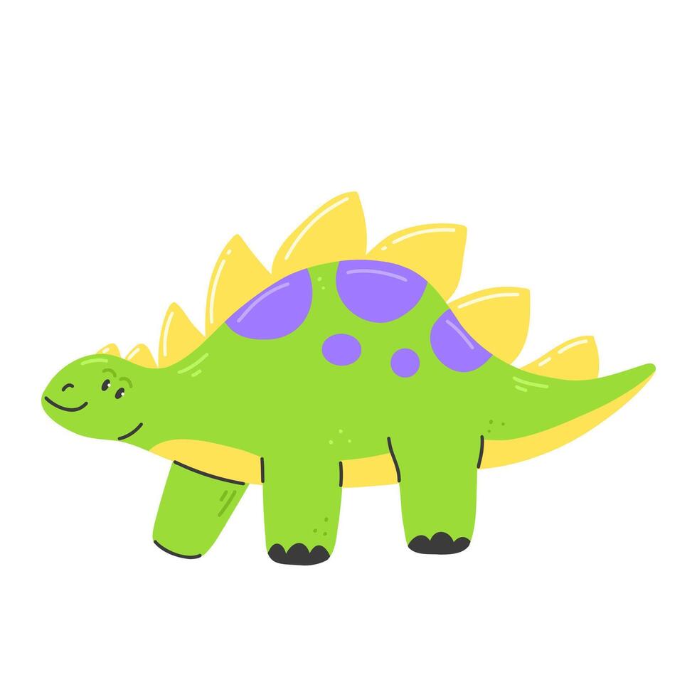 Cute green Stegosaurus character isolated on a white background. illustration. vector