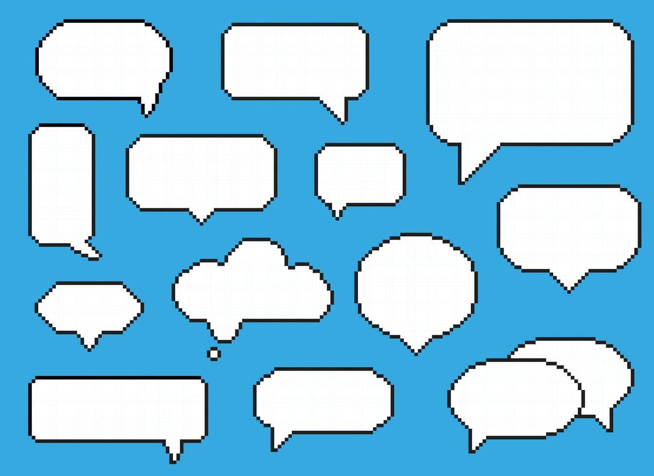 Pixel speech bubbles set. A set of pixel elements. 8-bit style illustration. vector