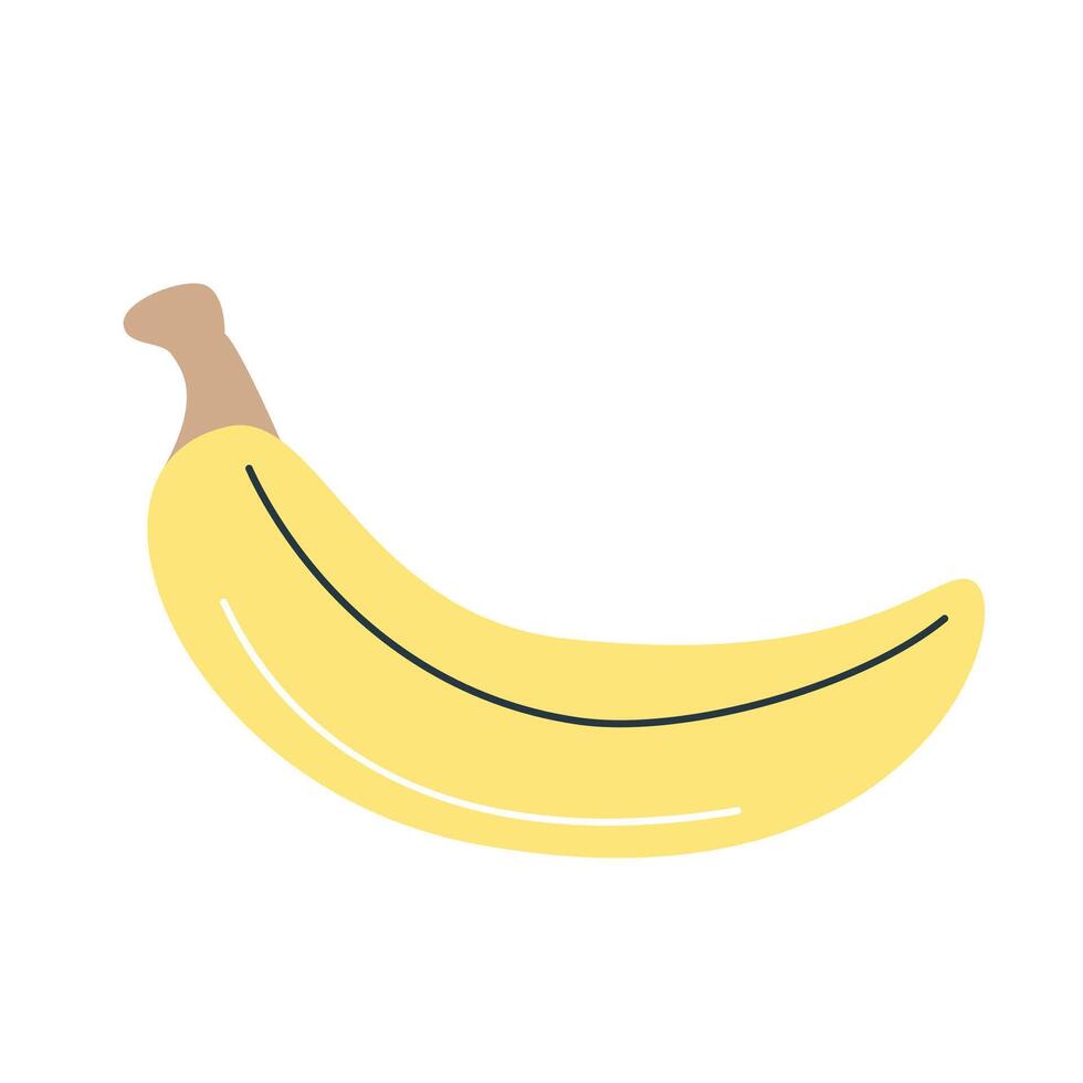 Banana in flat style isolated on white background. Summer clipart. vector