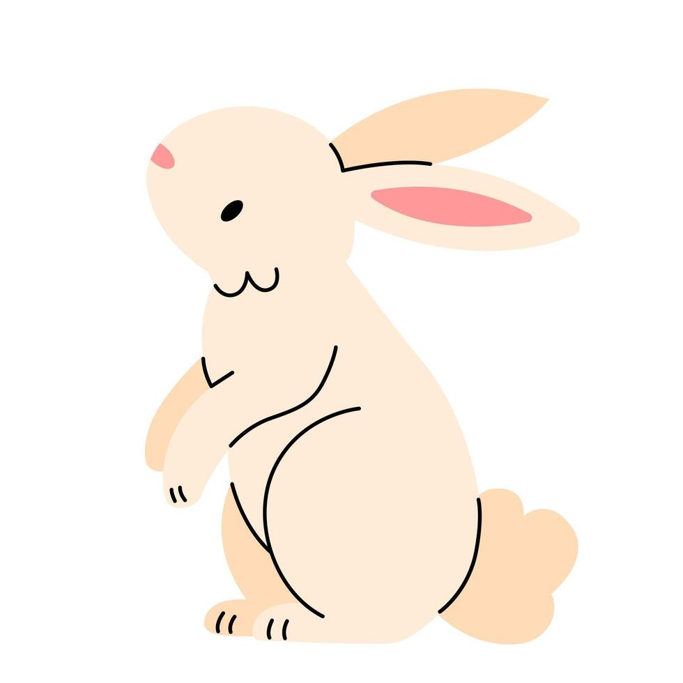 Cute bunny isolated on white background. Flat illustration vector