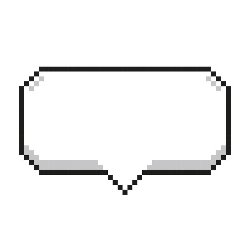 Pixel speech bubble with an arrow in the middle isolated on white background. Pixel element. 8-bit style illustration. vector