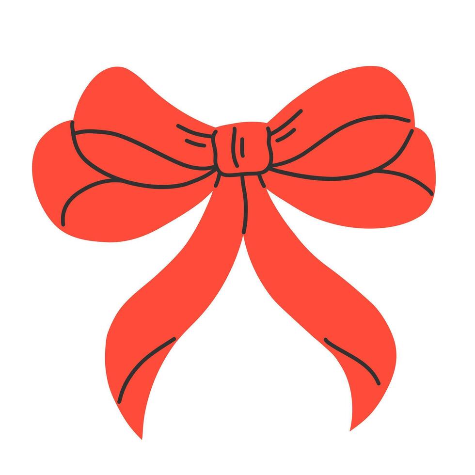 Red bow isolated on white background. Bow flat illustration. vector