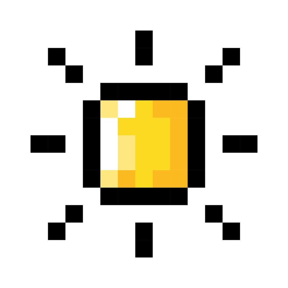 Sun pixel art isolated on a white background. 8 bit illustration. vector