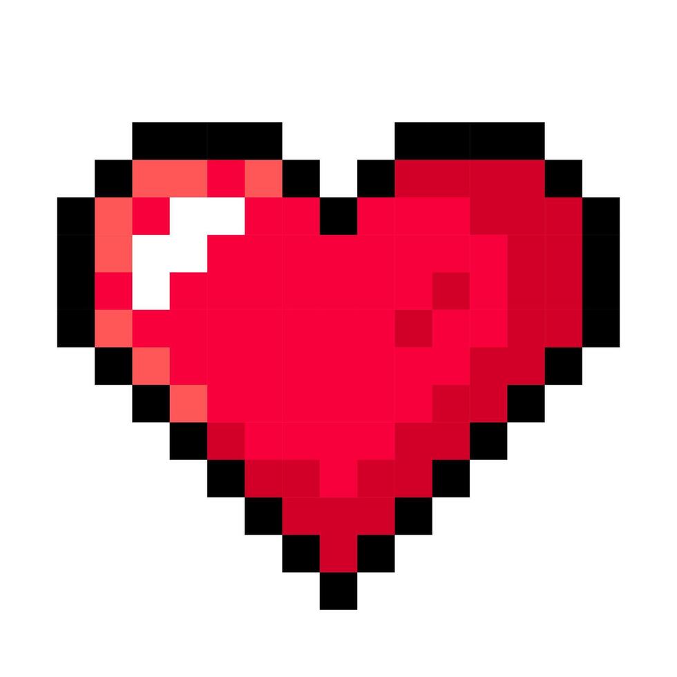 Heart pixel art isolated on background. 8 bit illustration. vector