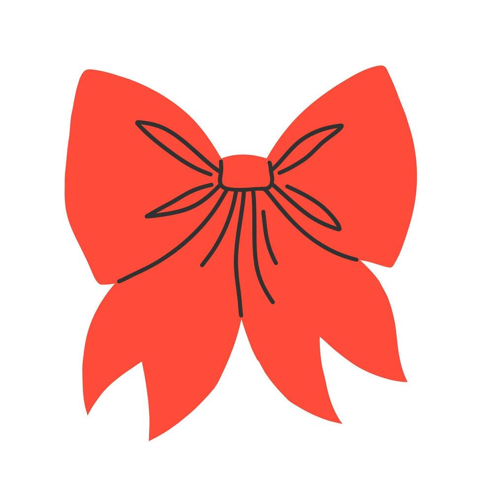 Red bow isolated on white background. Clipart bow flat illustration. vector