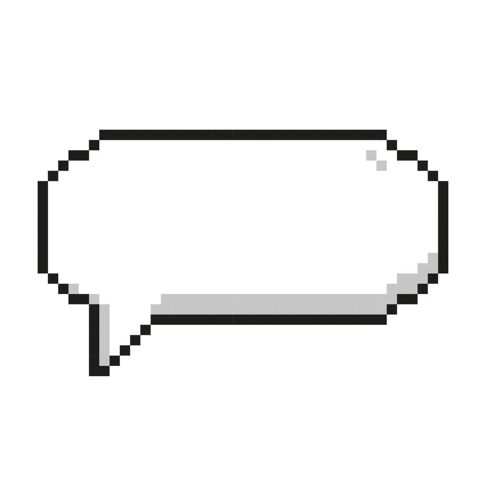píxel habla burbuja con un flecha en el lado aislado en antecedentes. píxel elemento. 8 bits estilo ilustración. vector