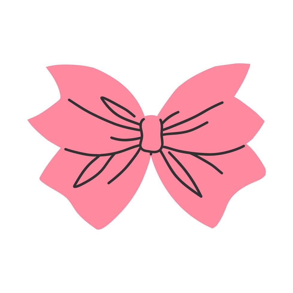 Pink cute bow isolated on white background. Clipart bow flat illustration. vector