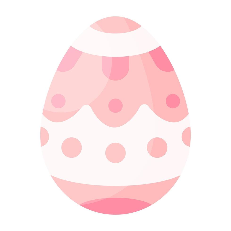 Pink Easter egg in cartoon style isolated on white background. Easter clipart. vector