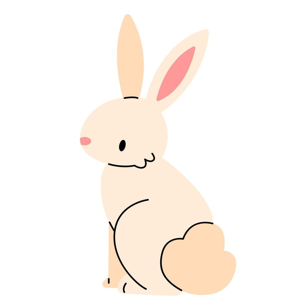 Cute sitting bunny isolated on white background. vector