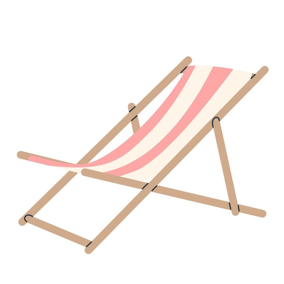 Pink sun lounge in flat style isolated on white background. Summer clipart. vector