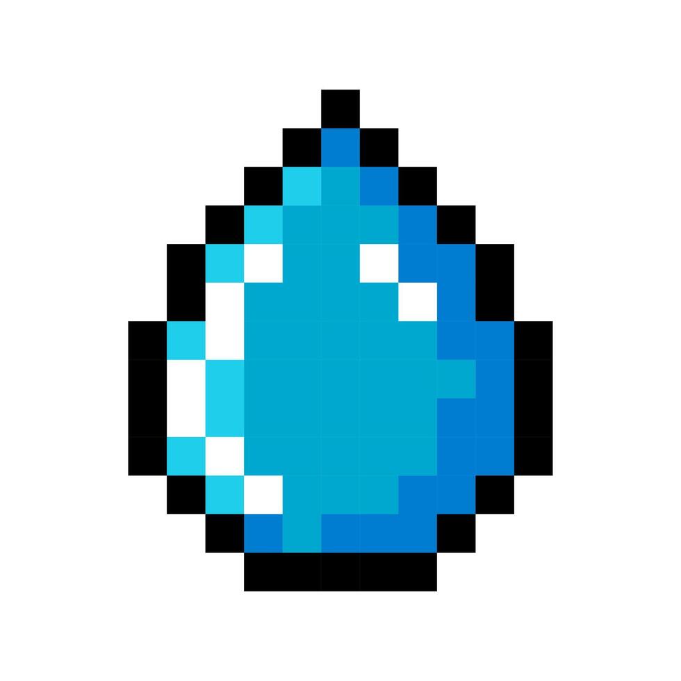 Water drop pixel art isolated on a white background. 8 bit illustration. vector
