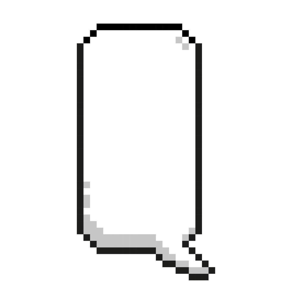 Vertical pixel speech bubble isolated on white background. Pixel element. 8-bit style illustration. vector