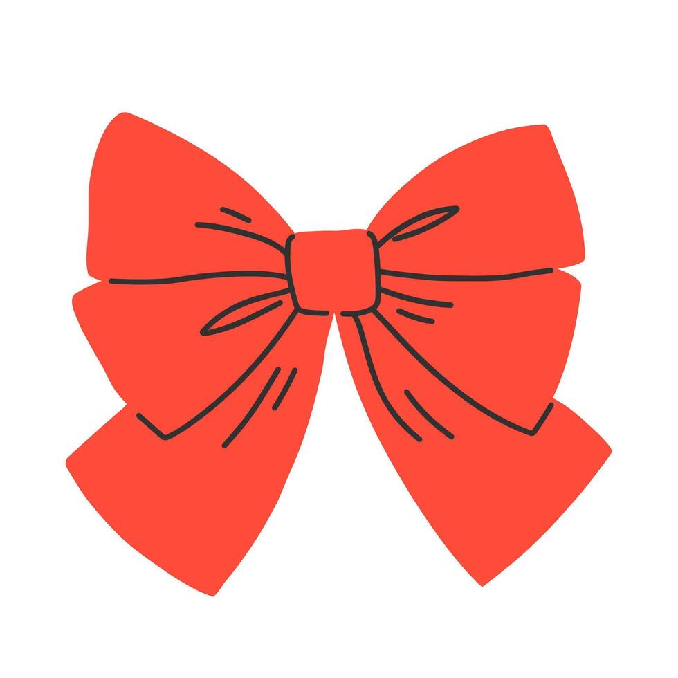 Red bow isolated on white background. Clipart flat illustration. vector